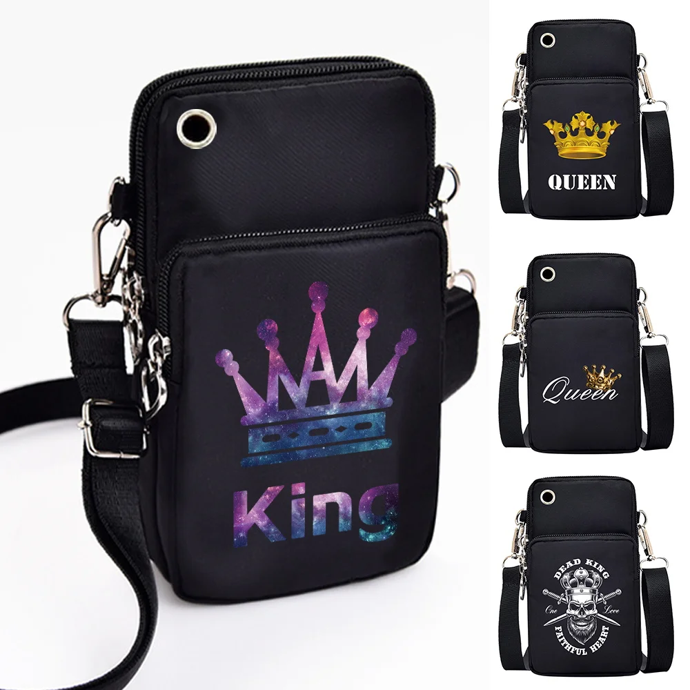 Shoulder Bags Unisex Waterproof Mobile Phone Bags Universal for Samsung/xiaomi/iphone Shoulder Bags King Printing CrossBody Bag