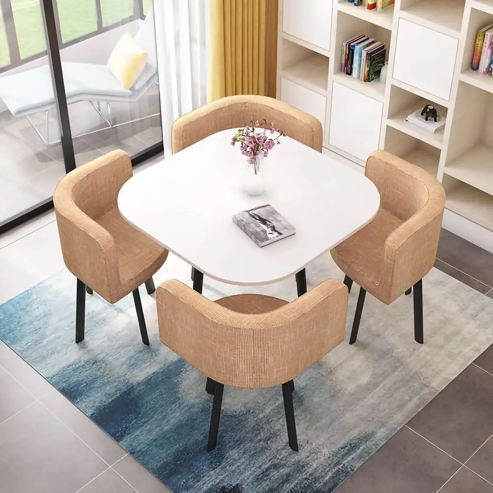 

4-Piece Dining Set: Round Conference Table with Chairs for Home Office and Kitchen Nook