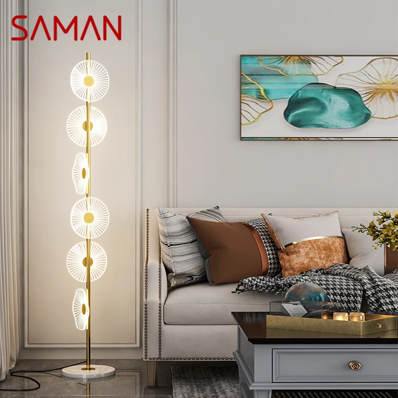 

SAMAN Nordic Floor Lamp Modern Art Family Iiving Room Bedroom Creativity Atmosphere LED Decorative Standing Light