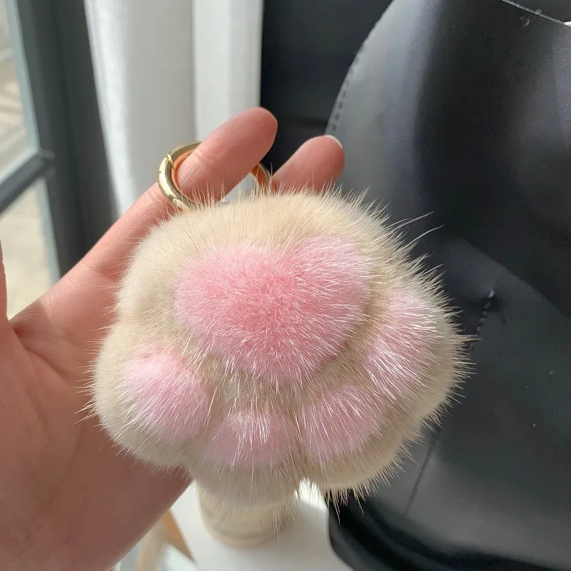 Kawaii Cat Claw Faux Fur peluche portachiavi ciondolo fascino moda peluche gatto artiglio auto portachiavi borsa ciondolo gioielli regalo per bambini