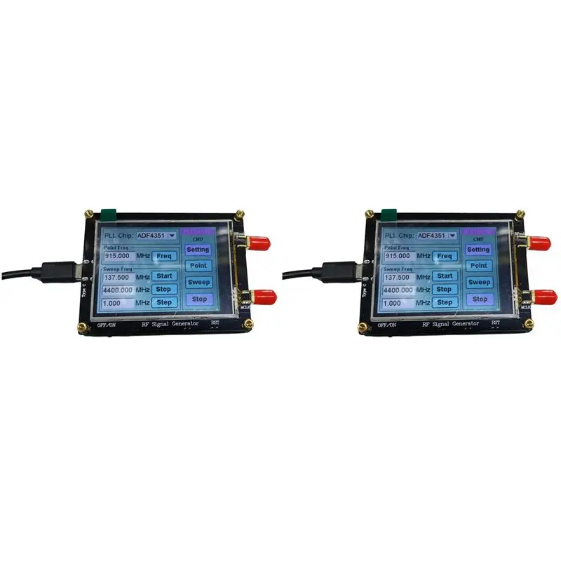 ABMI-2Set RF Signal Generator With USB Cable Touch Screen ADF4351 35M-4.4G RF Signal Generator PLL Generator,