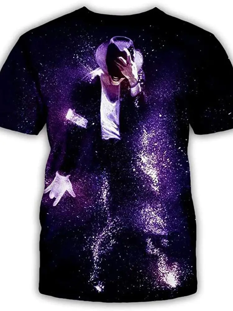 Summer fashion Michael Jackson hip-hop singer retro cool casual men Harajuku streetwear short sleeved