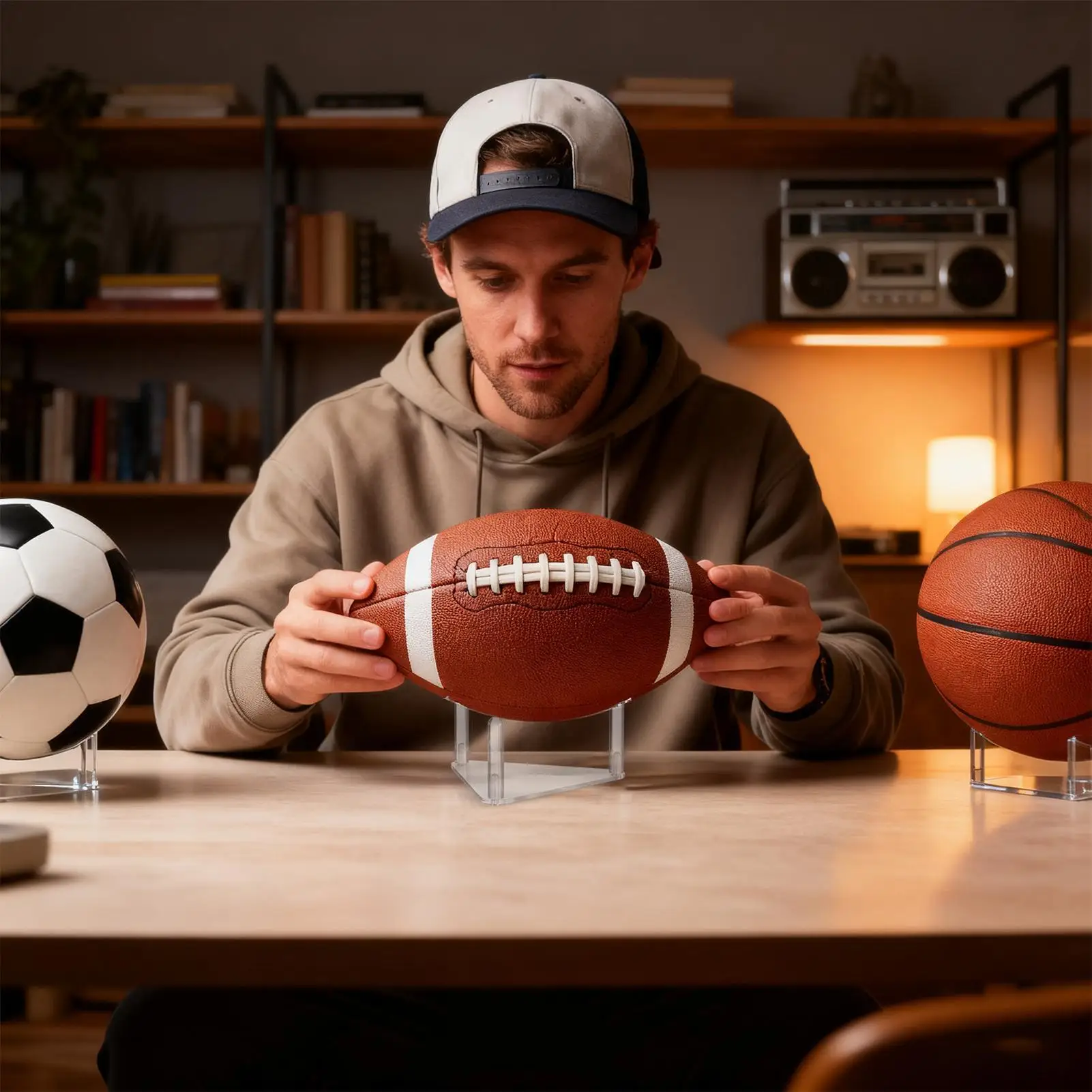 Suporte de basquete acrílico suporte de armazenamento suporte de exibição de basquete para futebol vôlei mesa esportiva casa ginásio quarto armazenamento