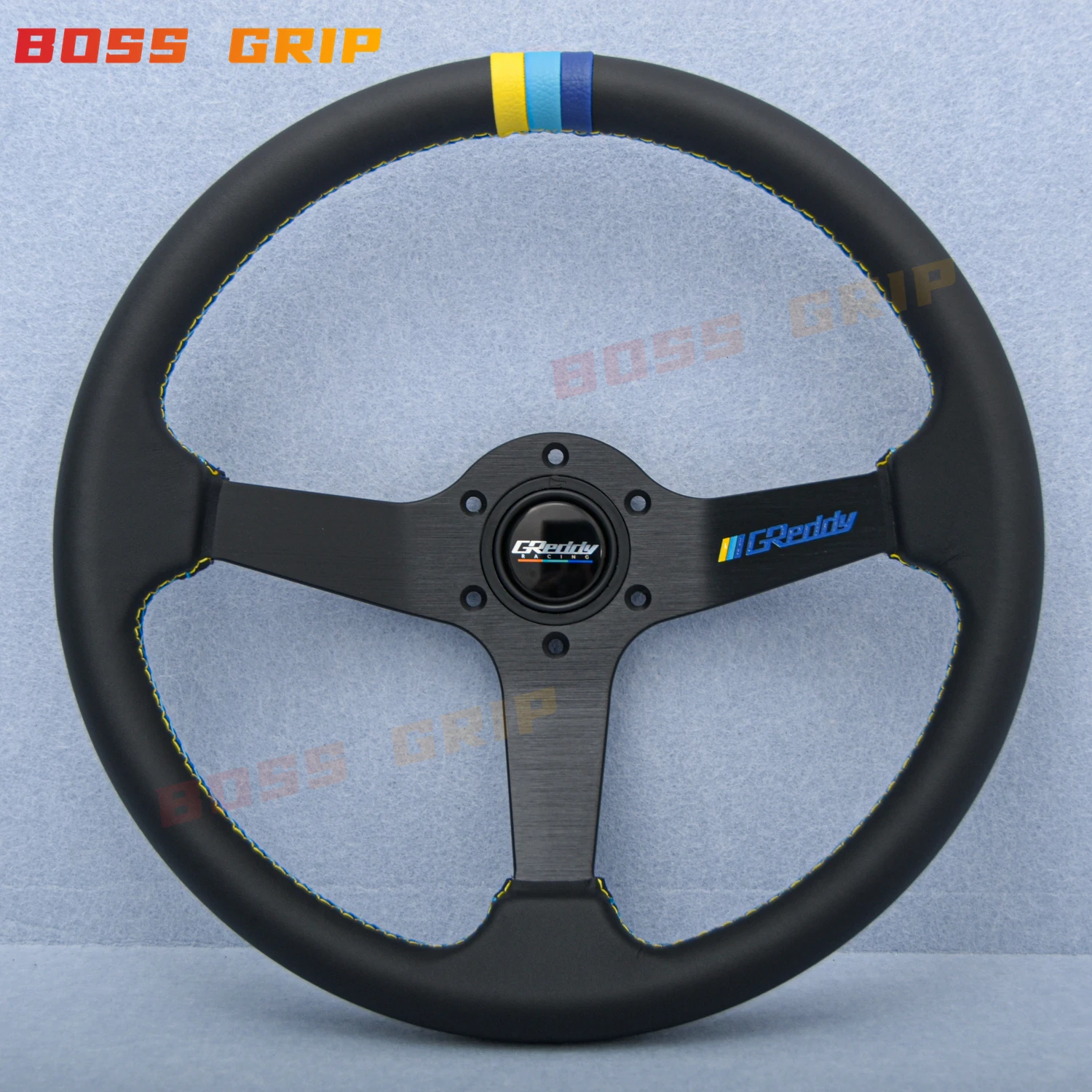 14inch JDM Greddy Leather Steering Wheel Deep Dish Universal Tuning Sport Steering Wheel for Racing Car Accessories