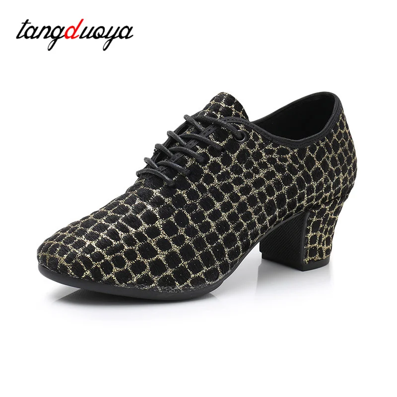 Latin Dance Shoes Sneakers WOMEN Jazz Modern Non-slip Soft Rubber Sole High Heel 5cm Teacher Train Women's Dancing Shoes image 5