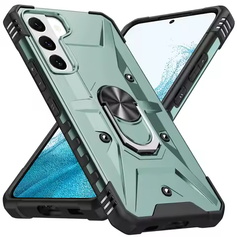 Rugged Armor Shockproof Phone Case For Samsung Galaxy S23 S24 Ultra S22 S21 Plus S20 FE 5G Magnetic Metal Ring Holder Back Cover