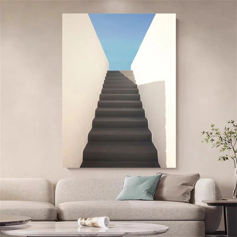 

Blue Geometric Canvas Picture Wall Art Hand Painted Oil Painting On Canvas Acrylic Mural For Living Room Home Decor Caudros Art