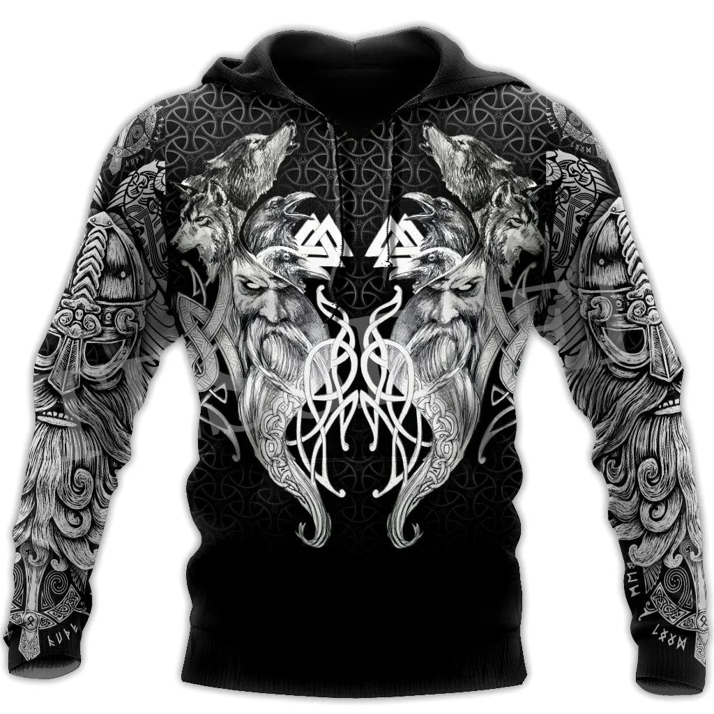 

NewFashion Wolf Fenrir Odin Nordic Warrior Mythology Tattoo Retro Streetwear Tracksuit Pullover Harajuku Jacket Casual Hoodies P