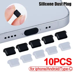 10Pcs Silicone Phone Dust Plug Charging Port Rubber Plug Type-C Dustplug Mirco USB Dustproof Cover Cap for Iphone 14 Accesorios