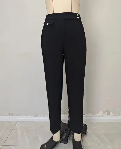 여성용 바지 2025 봄과 가을 신상 심플 캐주얼 나인 포인트 슬림 핏 스트레이트 레그 바지 출퇴근용 우아한 바지