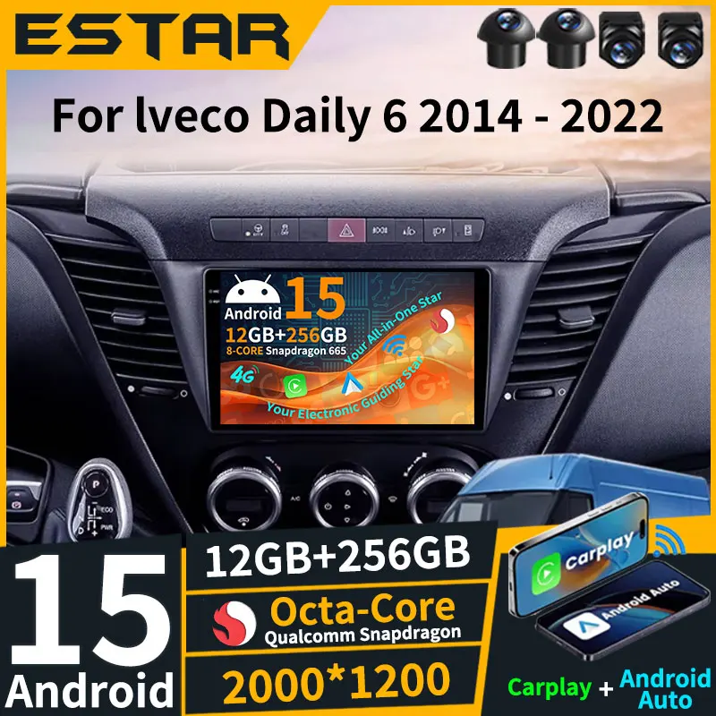 Wireless Carplay Android 15 For Iveco Daily 6 2014 - 2022 RDS DSP 360 Camera 4G LTE WIFI Stereo Multimedia QLED Video Player BT