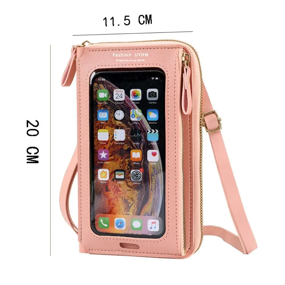 Damskie torby Crossbody z ekranem dotykowym saszetka na telefon komórkowy modna torba na ramię mobilna Mini torebka etui z miejscem na karty modna