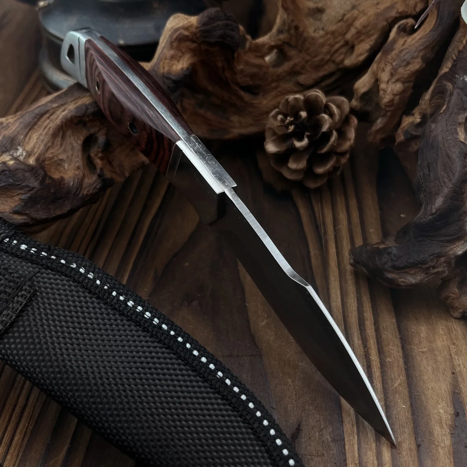 

Новинка: Нож с цветной деревянной рукоятью из стали 5Cr13Mov, высокая твердость, цельностальной, с интегрированным рёбром, мужской подарок