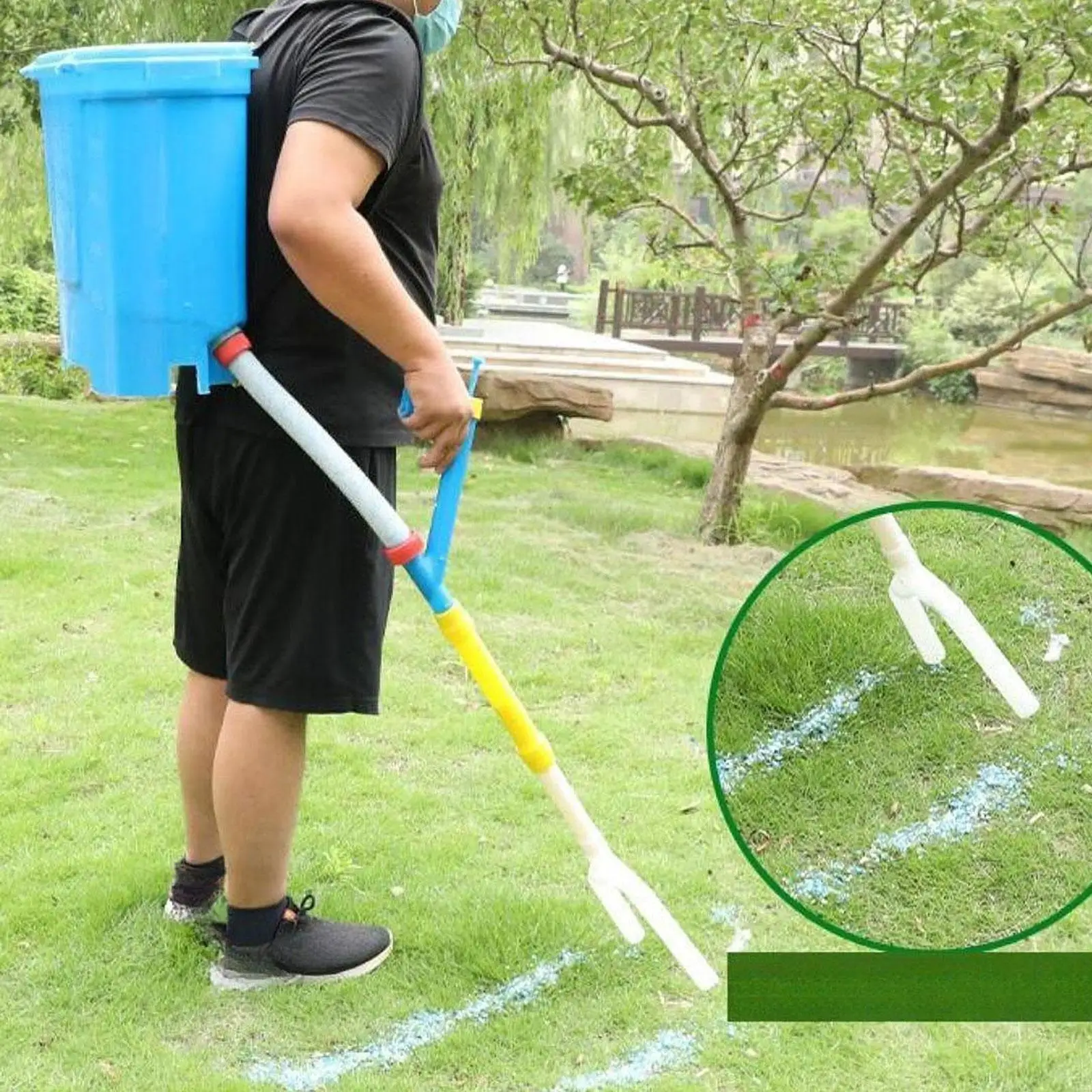 Fertilizer Spreader with Back Carrying Bucket Labor Saving 25L Agricultural Manual Fertilizing Tool for for Corn Vegetables