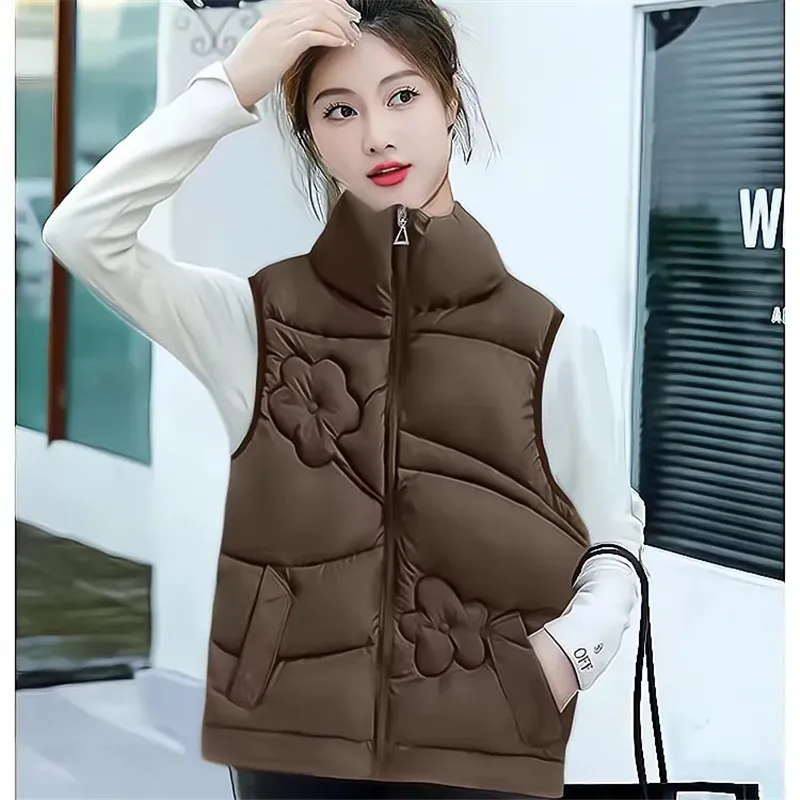 Sleeveless Jacket Ladies Parkas Downy Cotton Vest Coat Women's Autumn Winter New Versatile Style Age-Reducing Waistcoat Outwear