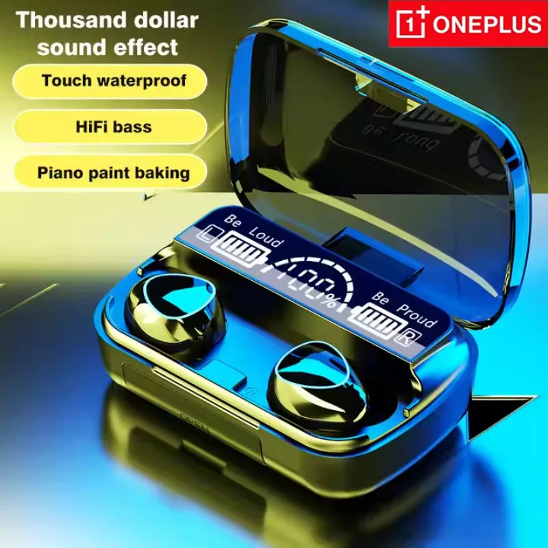 

Oneplus TWS M10 Wireless Bluetooth Headset with Charge Box for Noise Cancelling Mic Earbuds LED Display Headphone Sport Earphone