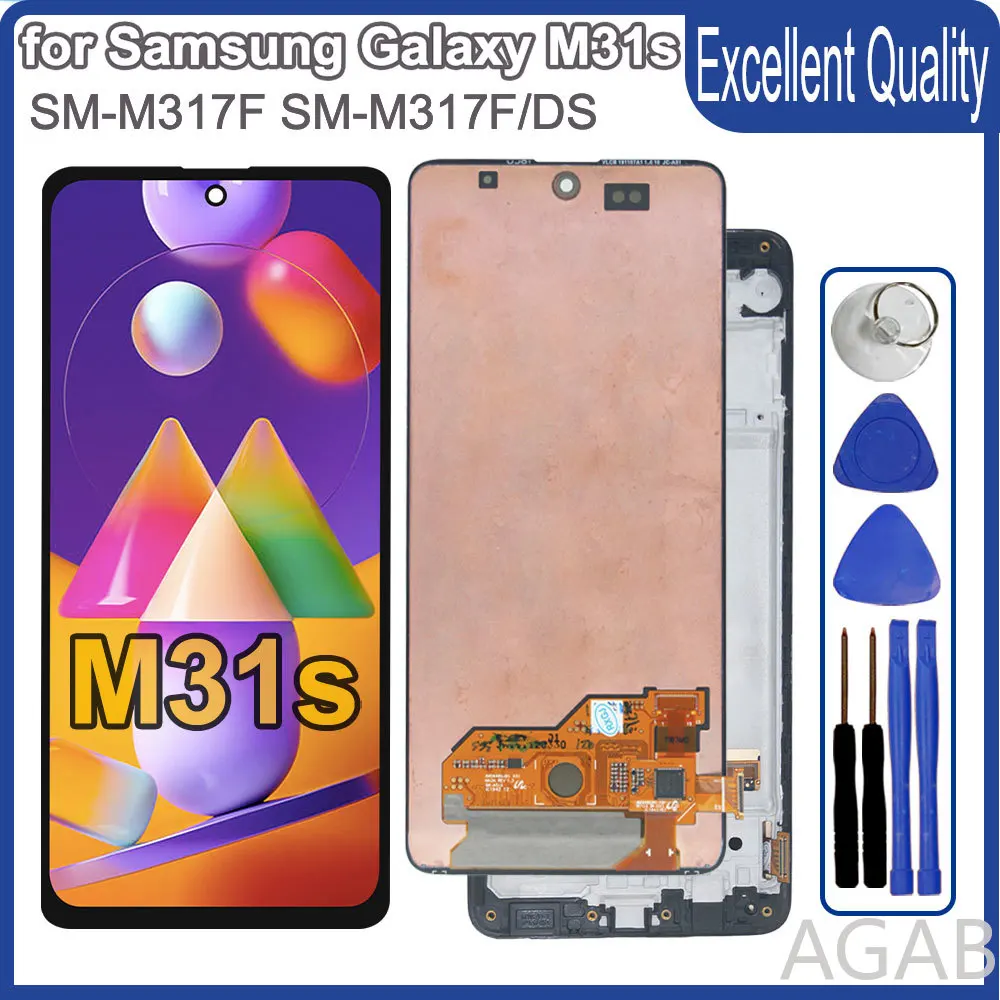 High Quality LCD for Samsung Galaxy M31s LCD Display Touch Screen Digitizer Assembly for Samsung M317 M317F Phone LCD With Frame