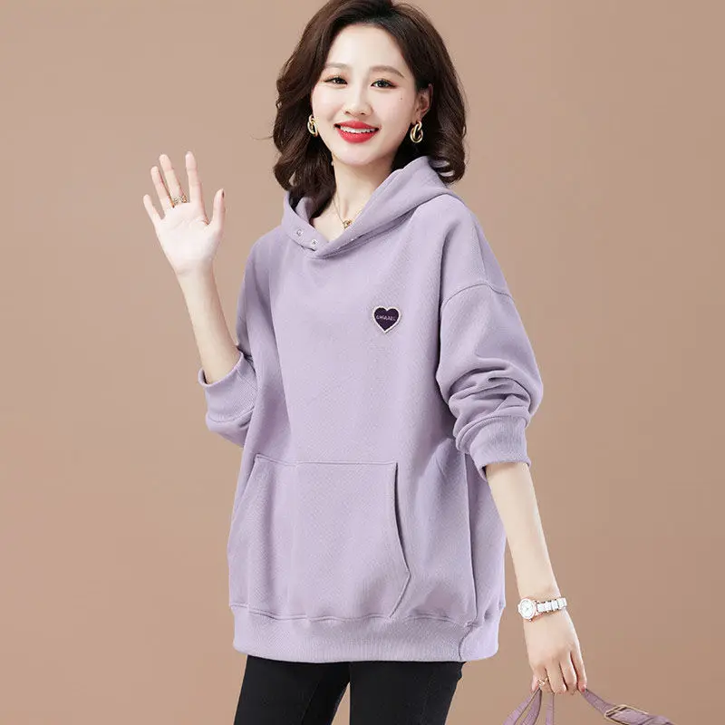 

Women's Clothing 2023 New Arrival Spring Autumn Fashionable Loose Fit Slimming Medium Length Hooded Sweater Pullover Top