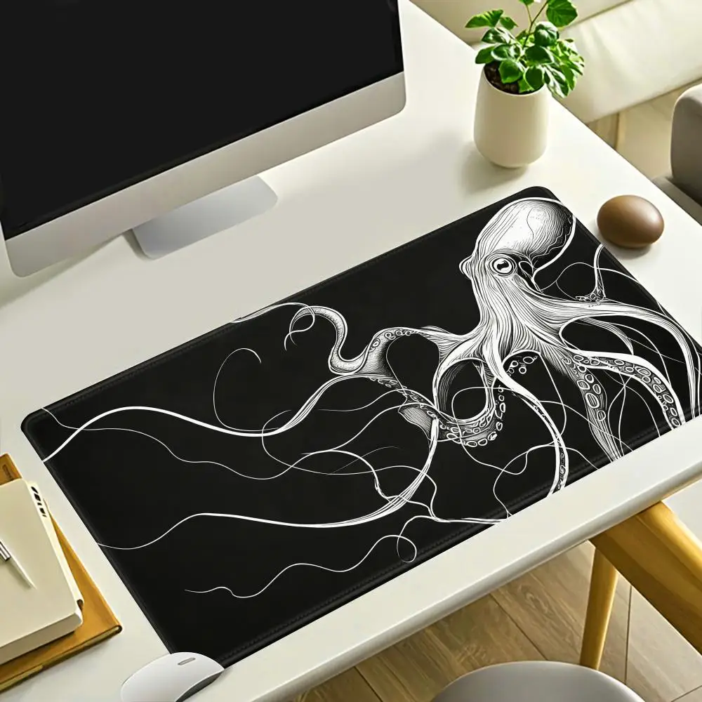 HYBXAXC Octopus Mouse Pad, Black and White Desk Pad, Minimalist Mouse Pad for Home Office or Gaming Setup