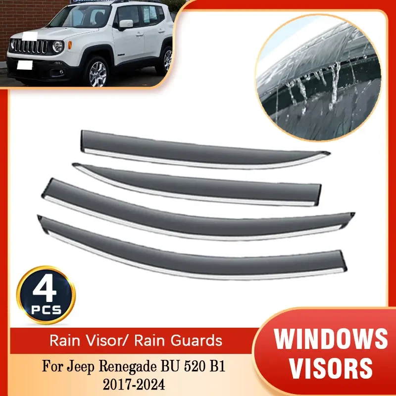 

For Jeep Renegade 2017~2024 Rain Sunshade Window Visor Windshield Deflectors Protective Cover Ventilation Side Window Accessory