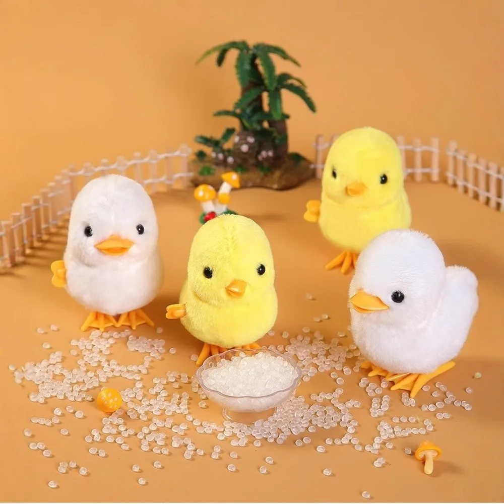 Jumping Chicken Duck Yellow Jumping Chicken Clockwork Toy Plush Cartoon Interactive Toy Simulation Walking Hopping Kids Toy