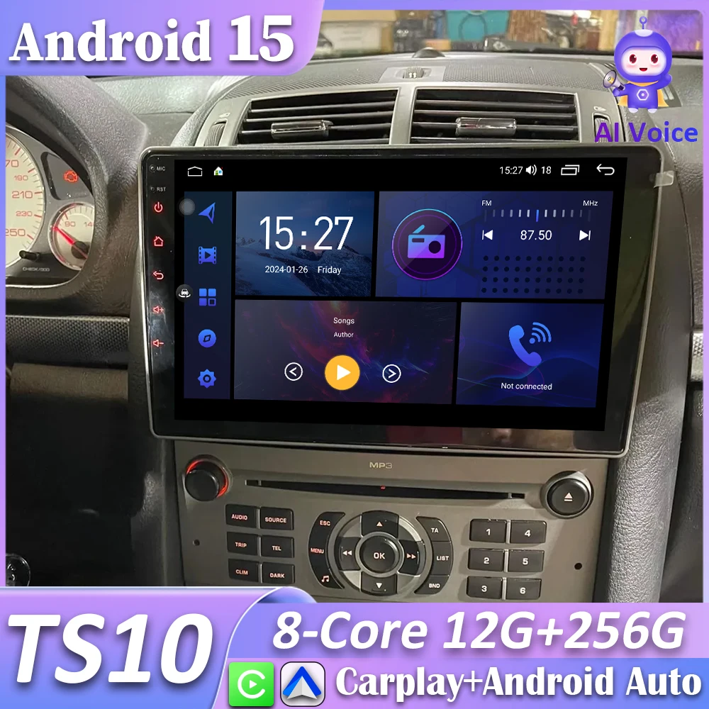 

Для Peugeot 407 1 2004-2011 Автомобильный радиоприемник Carplay Android 15 Экран GPS-навигация Android Авто Видео 2K Мультимедийный плеер Без 2din
