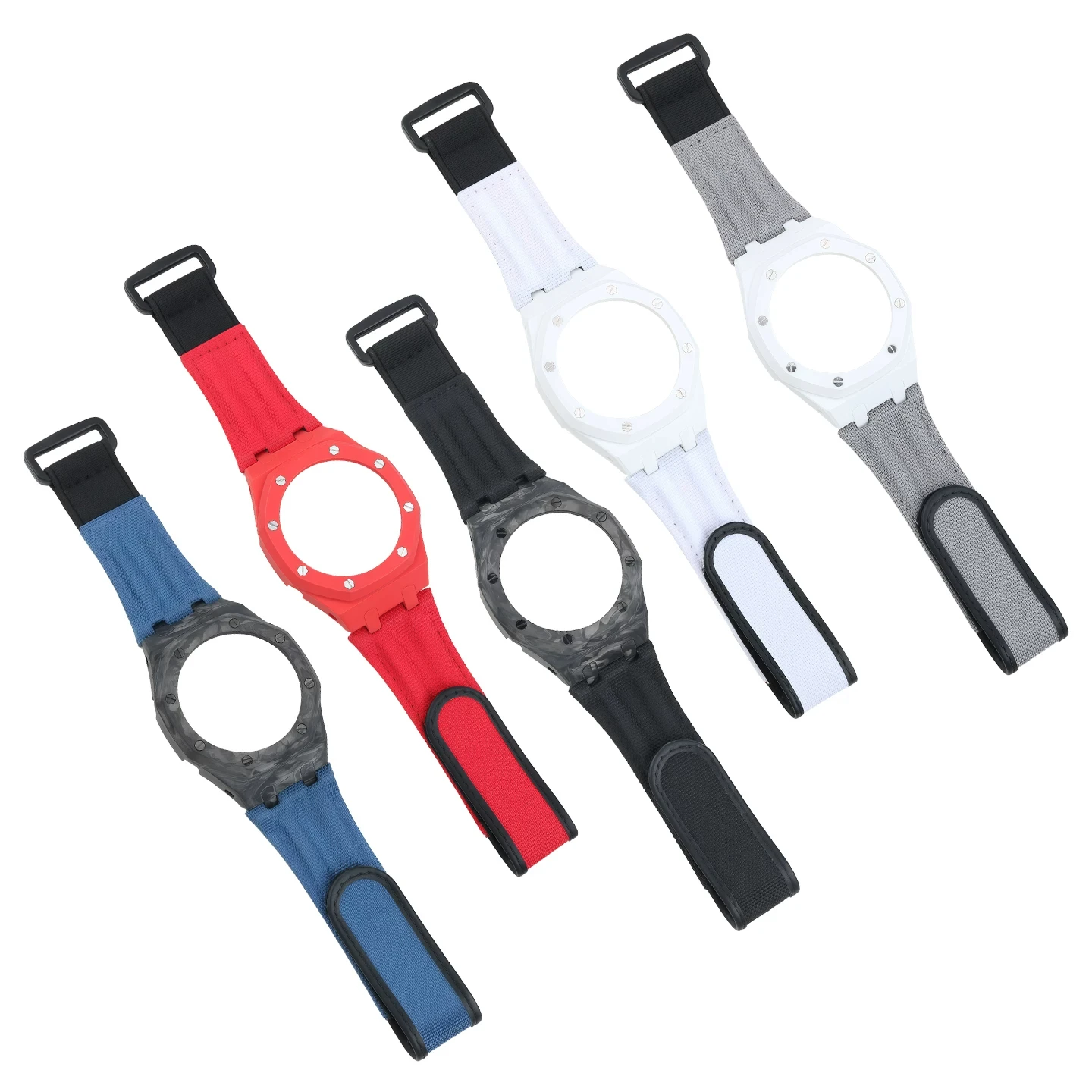 Adaptation for Casio Farm Oak GA2100/GA-B2100 2110 Modified True Carbon Fiber Case with Velcro Nylon Strap