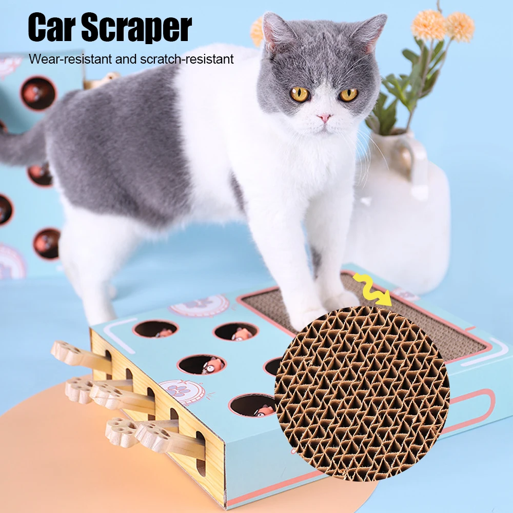 Funny Cat Stick Cat Toy Chase Hunt Mouse With Scratcher Cat Game Box 3 in 1 Maze Interactive Educational Cat Hit Gophers