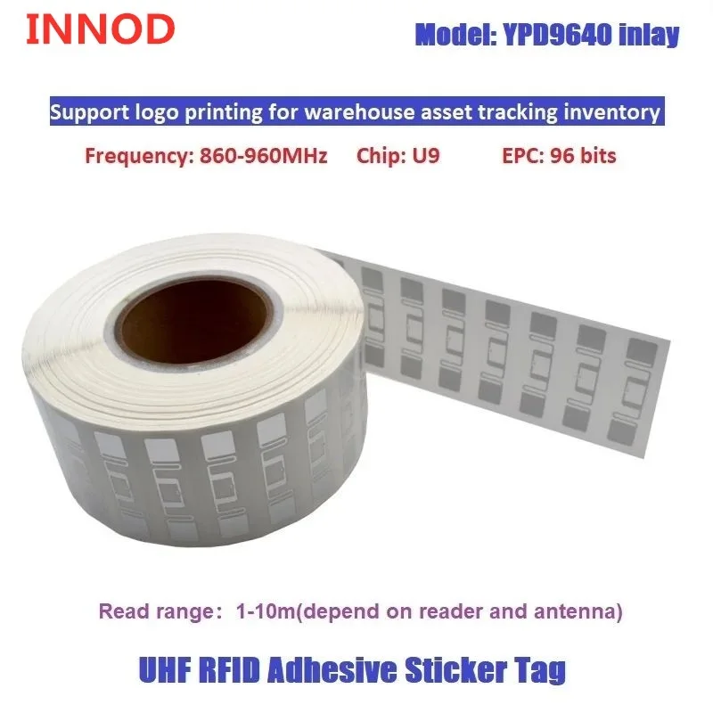 10 Stuks Goedkoopste Natte Inlay Uhf Rfid Tag U9 Chips 6c Tag Epc Gen2 Rfid Uhf 860-960Mhz Zelfklevende Sticker