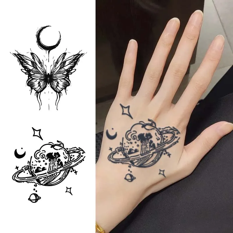 6 pz/set di lunga durata di piccole dimensioni a base di erbe Semi permanente autoadesivo del tatuaggio mano del braccio impermeabile autoadesivo