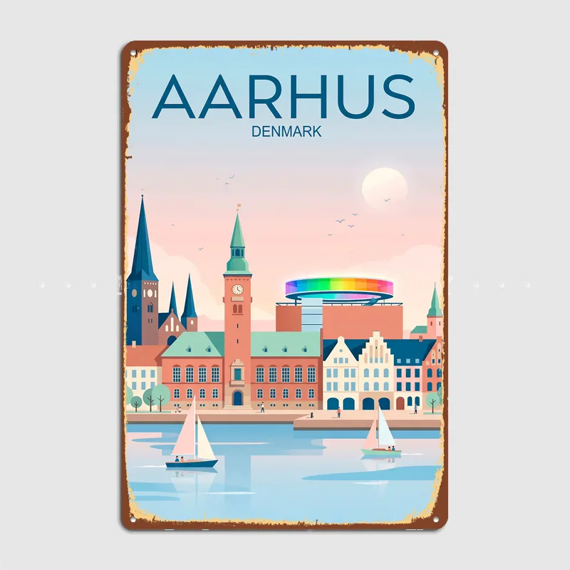 Aarhus Denmark Skyline Metal Custom Sign Living Room Wall Indoor Decor Room Decoration Bedroom Posters Home Decor