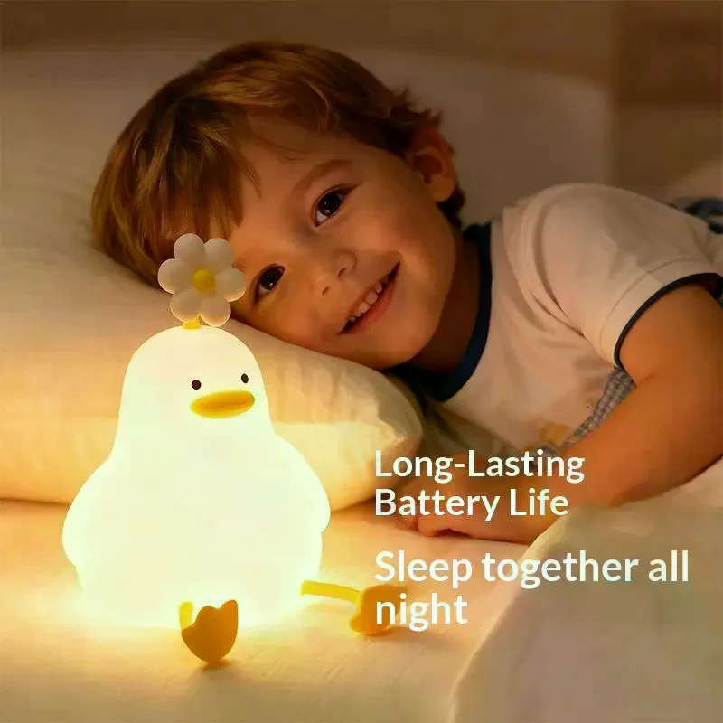 

Cute Duck Led Night Light USB Rechargeable Nightlights Silicone Lamp Touch Switch Children Kid Bedroom Decoration Birthday Gift