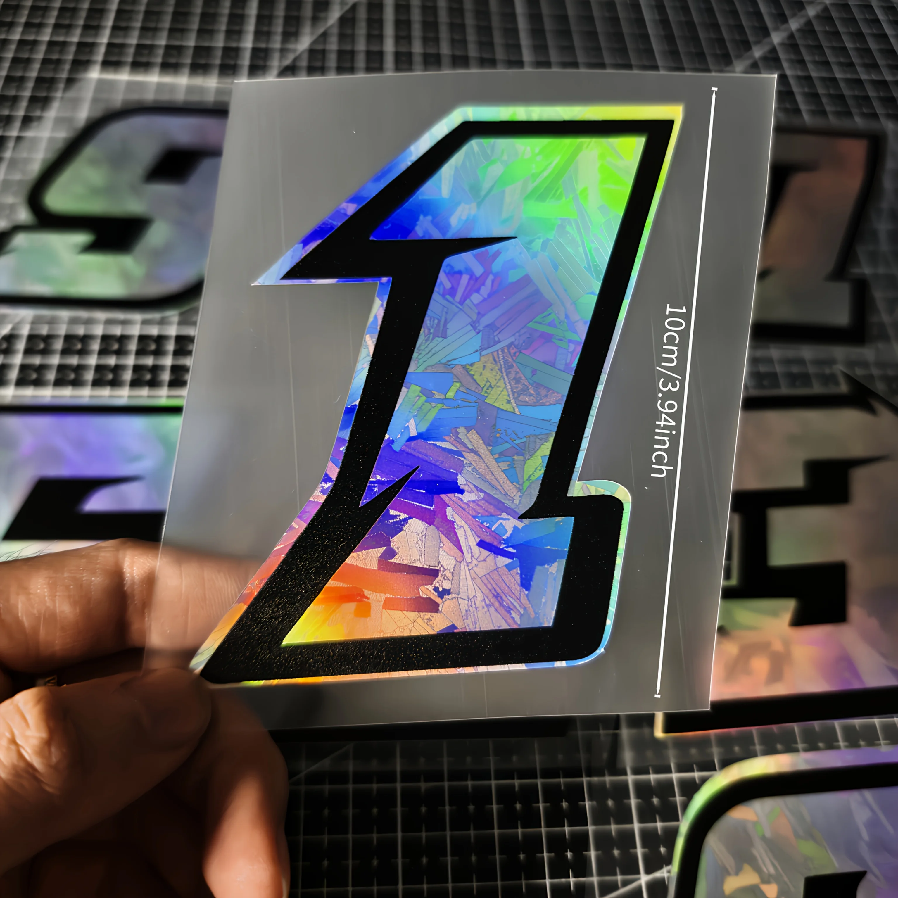 1Pc 0-9 Holographic Laser Racing Number Waterproof Vinyl Stickers Decals For Motorcycle Helmet Car Decor