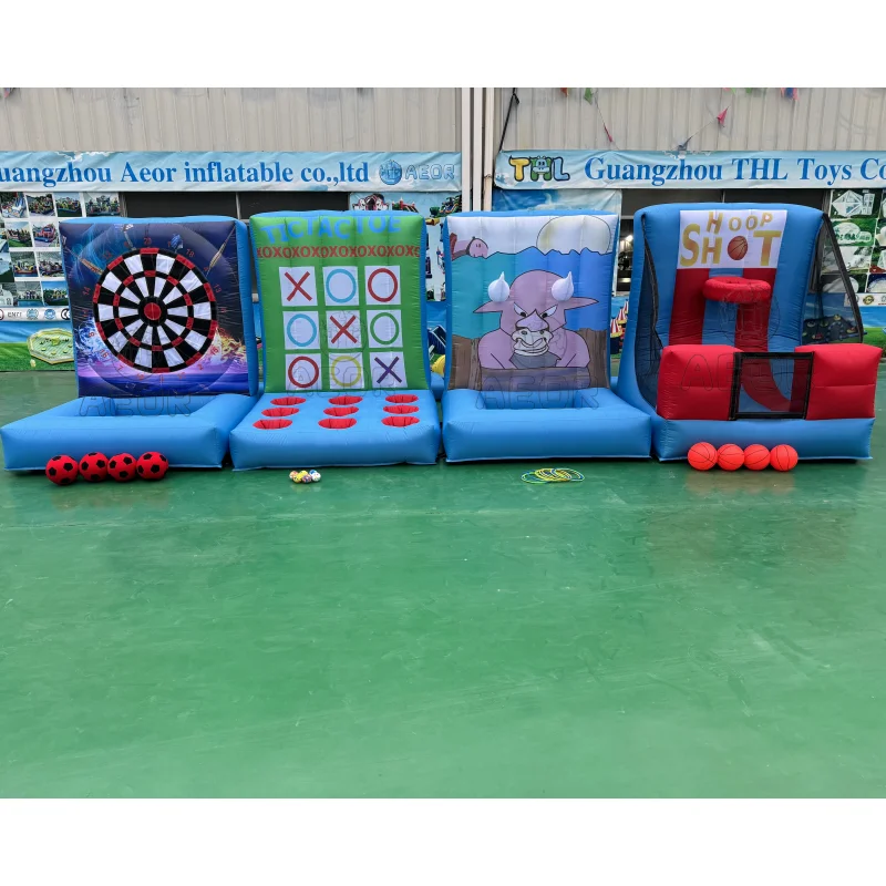 Hot Sale Outdoor Party Inflatable Games 4 In1 Custom Fun Fair Stall Inflatable Carnival Game
