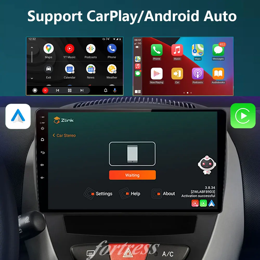 carplay Android 13 2 Din Car Multimedia Player For Peugeot 107 Toyota Aygo Citroen C1 2005-2014 Head Unit Stereo GPS Navigation