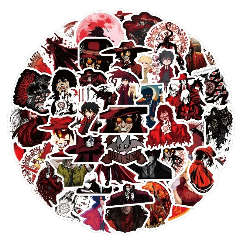 60 pçs novo hellsing dos desenhos animados graffiti adesivos decalques mala computador portátil guitarra decoração diy crianças clássicos brinquedo