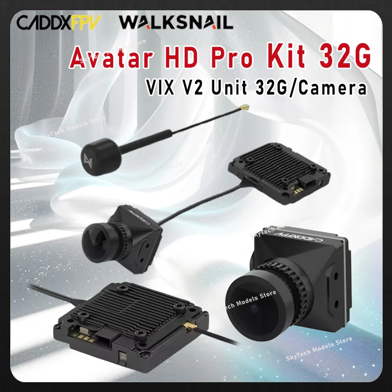 Caddx Walksnail Avatar HD Pro Kit 32G - 1080P 120fps 22ms 4km 6-25.2V Gyroflow Single Antenna 20×20/25.5×25.5mm FPV
