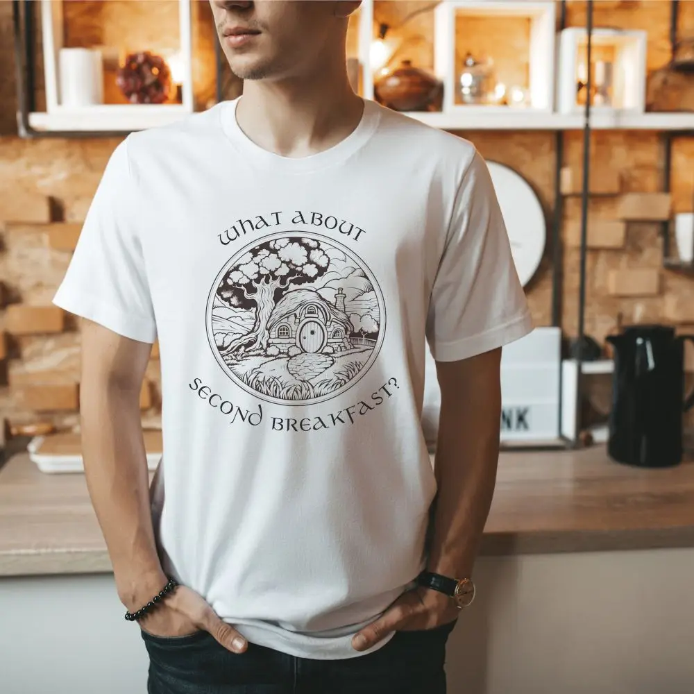 Second Breakfast ringer Shirt Light Academia Literary Gift Iterature Book Lover Casual Apparel Y2K Top Daily Trendy Streetwear
