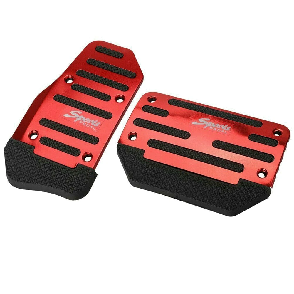 Universal Red Gas Accelerator Pedal and Brake Pedal Cover Foot Pad Non- for Automatic Transmission