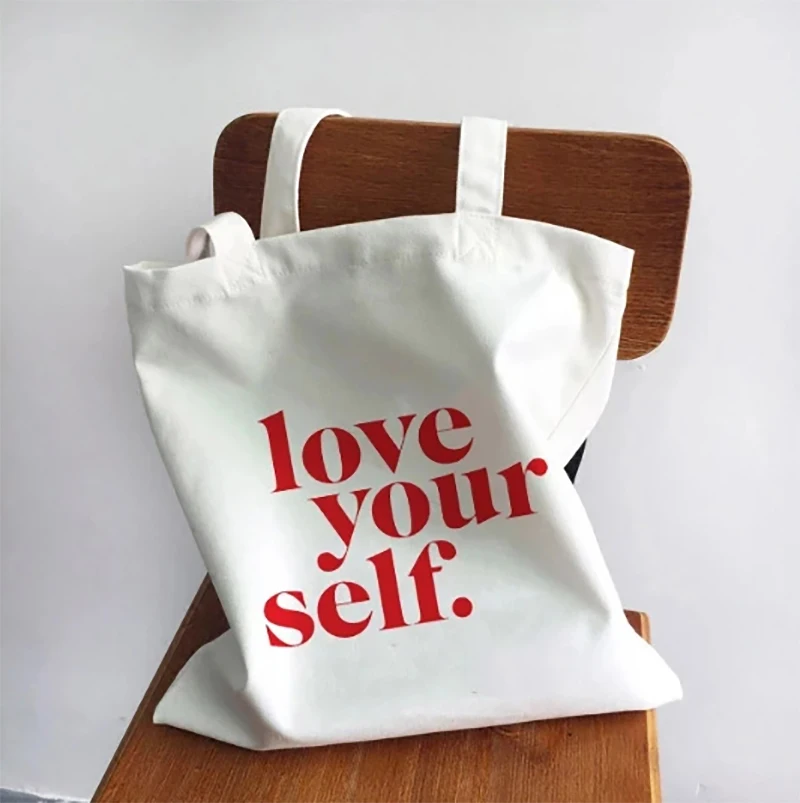 Andeiltech Canvas Tote Bag for Women Aesthetic Girl Power Quotes Shopping Grocery Reusable School with Inner Zipper Girl Gift