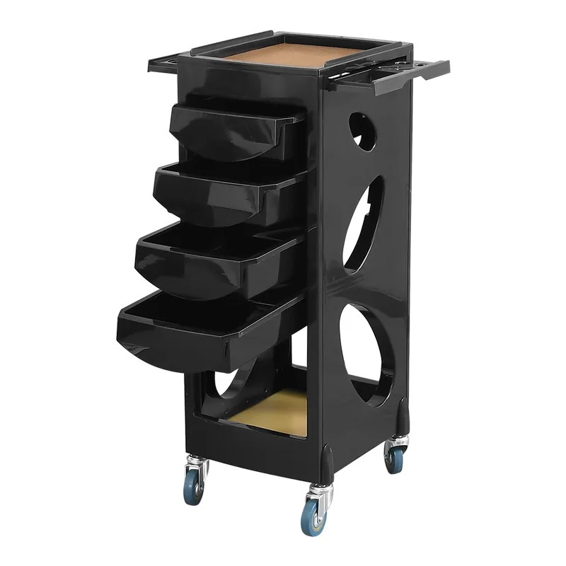 Hair Salon Cart—Mobile, Portable, Plastic, 5-Tier, with Hair Dryer Holder and Hair Dye Bowl Storage—Tool Cart