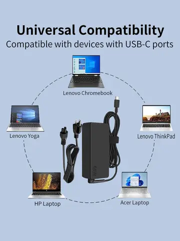 रिलेटेक 65W USB C लैपटॉप चार्जर पावर अडैप्टर Lenovo ThinkPad, HP, Chromebook, Yoga, Dell, ASUS, Acer टाइप C के लिए फास्ट पावर अडैप्टर 10 best sales लैपटॉप चार्जर - №1