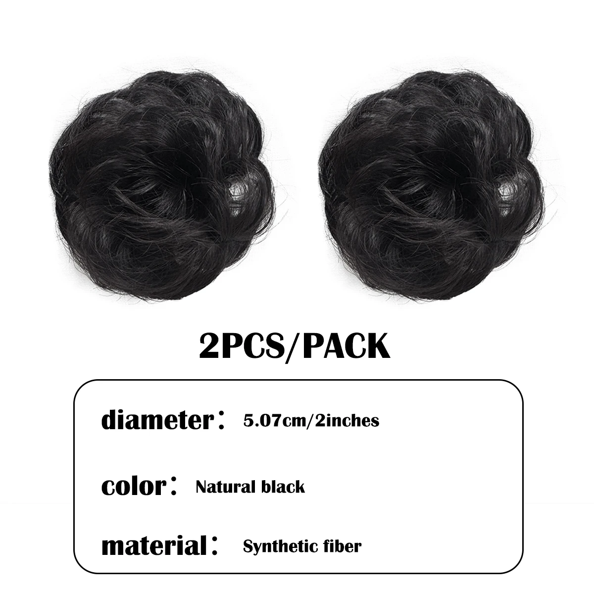 2 PCS Messy Bun  Synthetic Curly Mini Space Buns Hair Scrunchies Fluffy Elastic Chignon Hair Bun Extensions for Women Daily