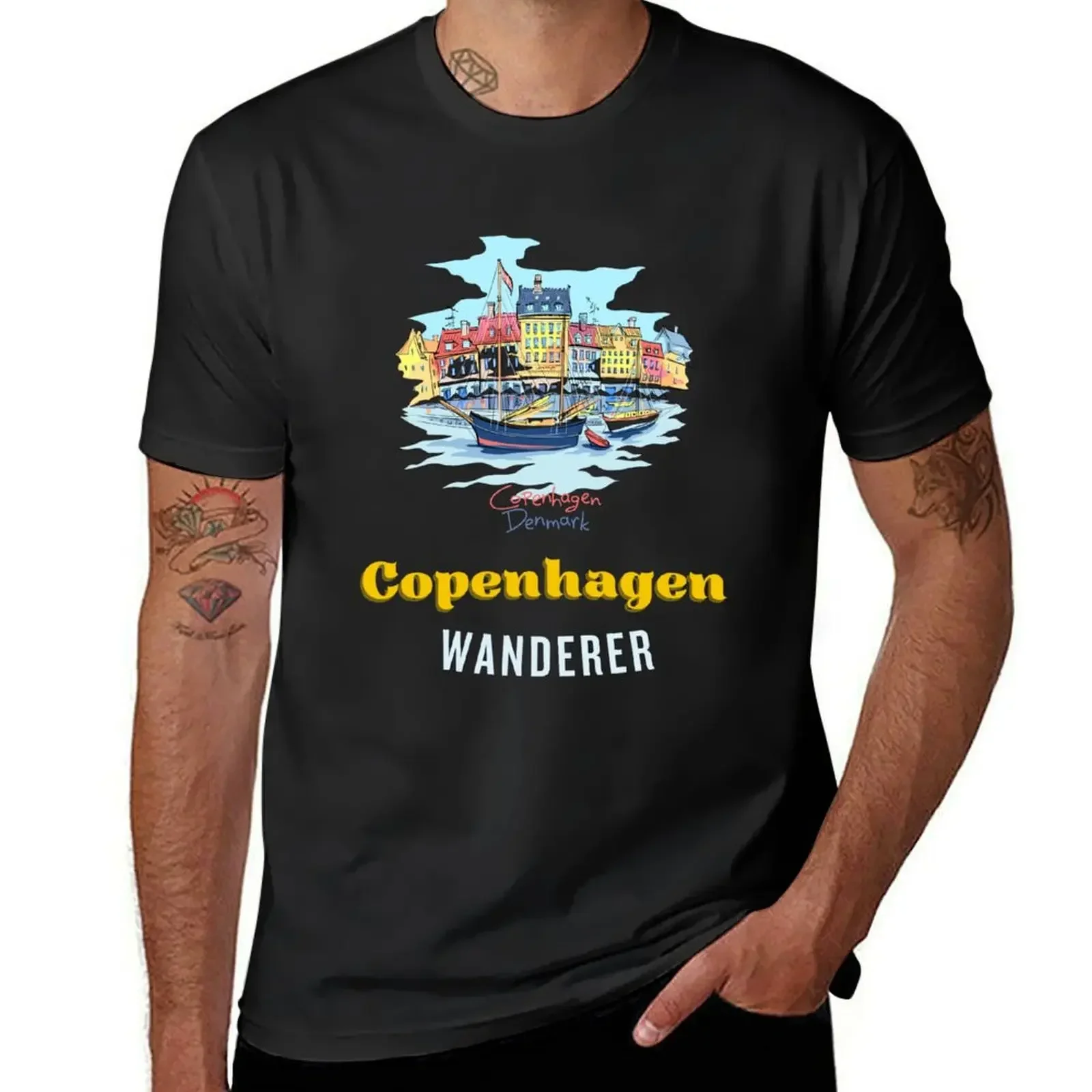 Copenhagen Denmark Wanderer Travel Souvenir Design T-Shirt plus size tops custom shirt plus size clothes men clothing