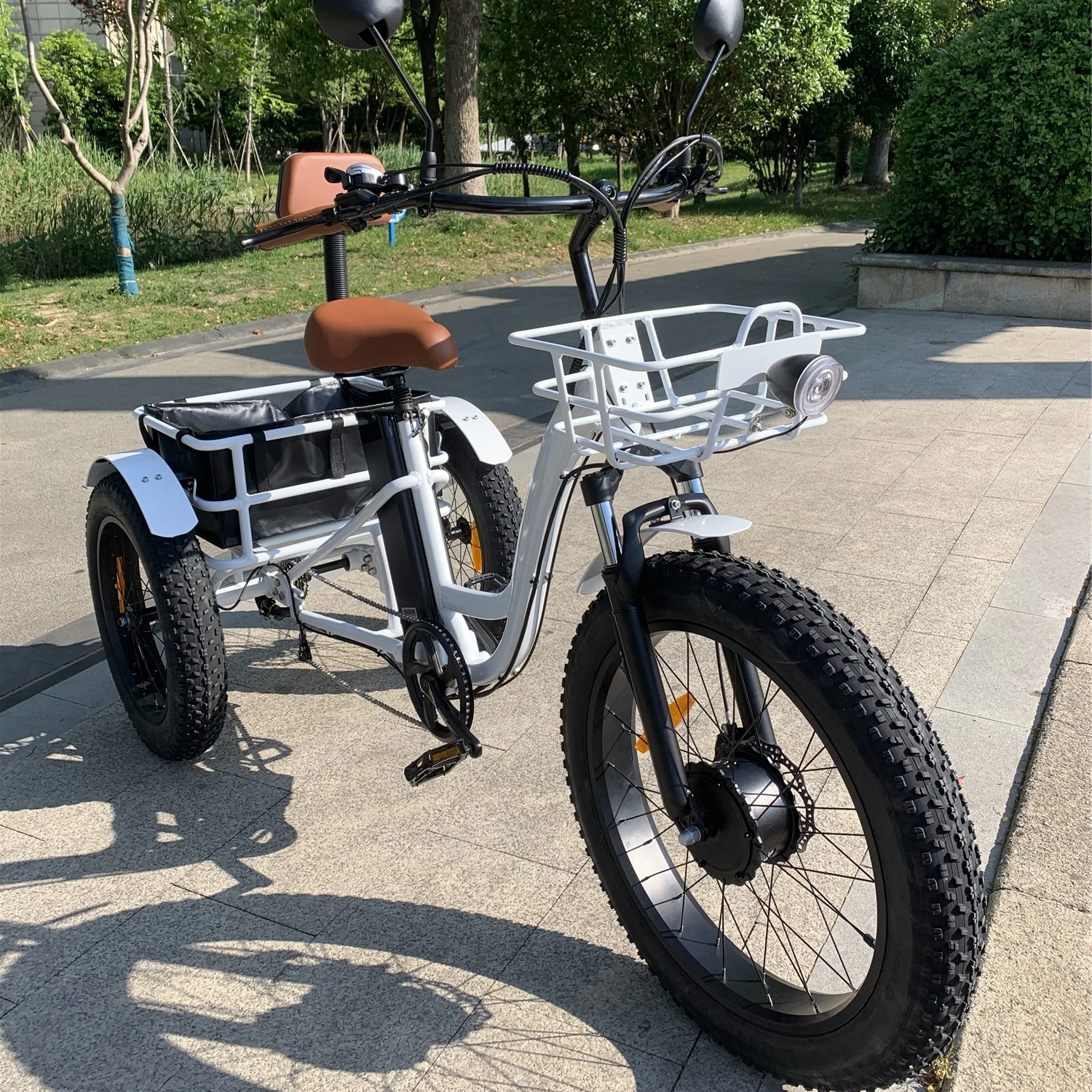 BRChina 3 Wheel Cargo Ebike E Trike Mechanical Disc Brake 3 Wheel Electric Cargo Tricycle For Adults