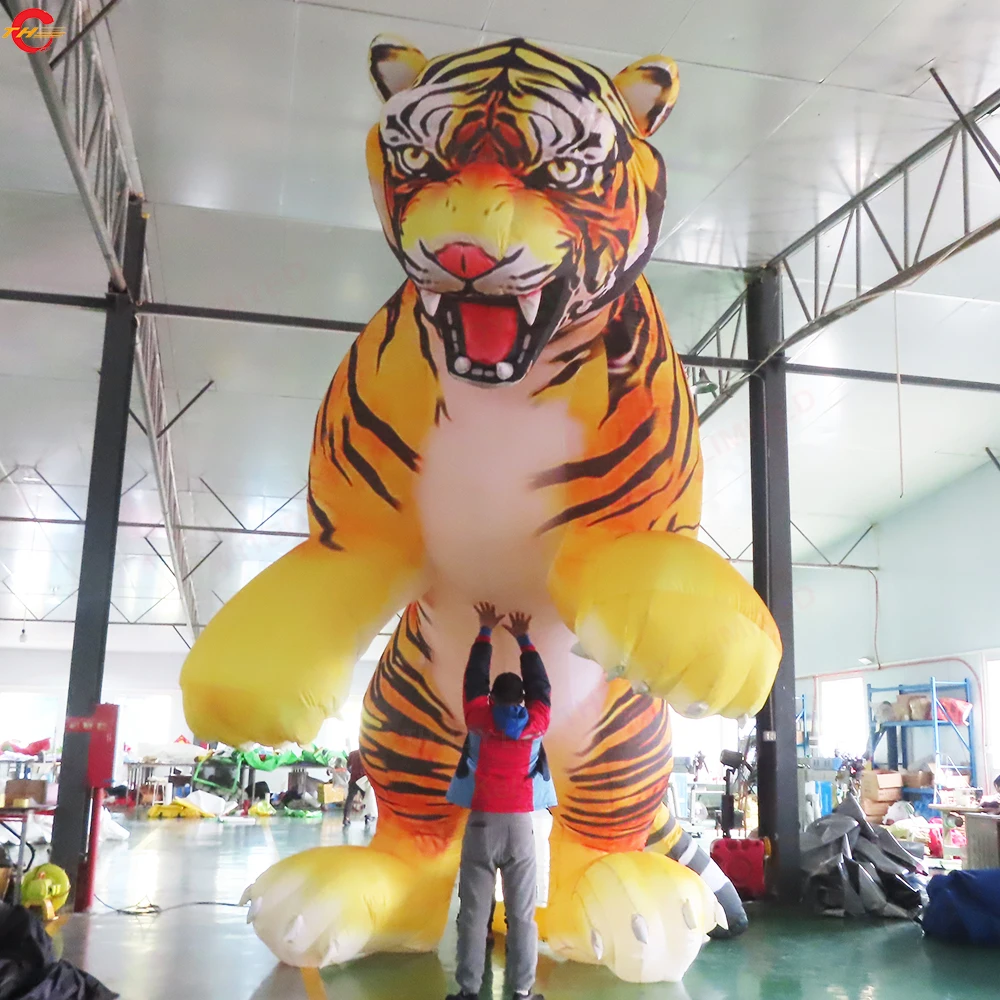 

5m-17ft High 3D Printing Inflatable Tiger Replica Model Blow Up Roaring Tiger Cartoon for Sale