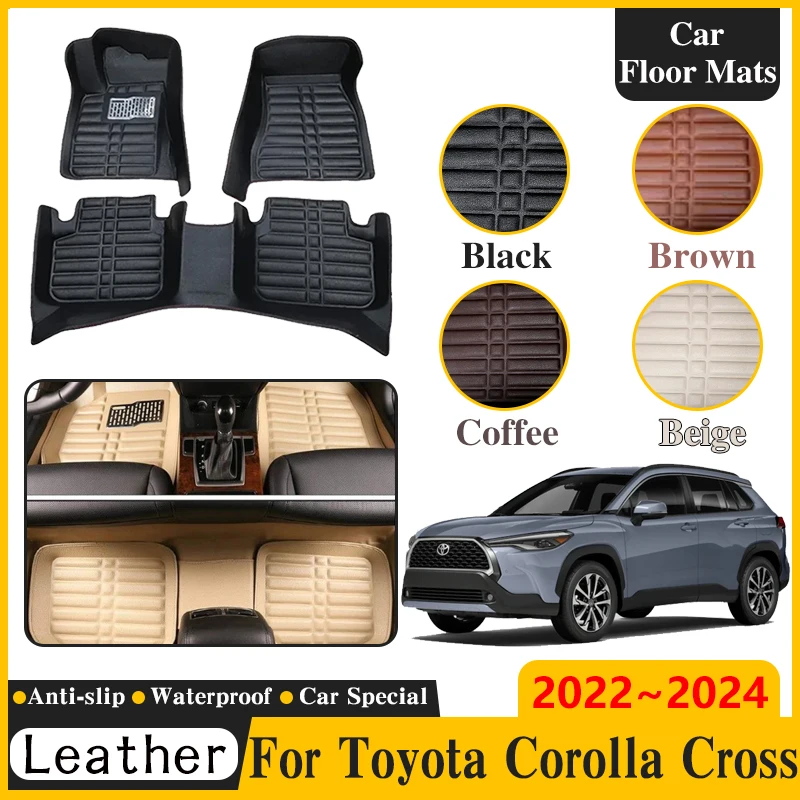 

LHD For Toyota Corolla Cross XG10 2022 2023 2024 Car Floor Mats Leather Panel Liner Carpet Custom Foot Part Interior Accessories