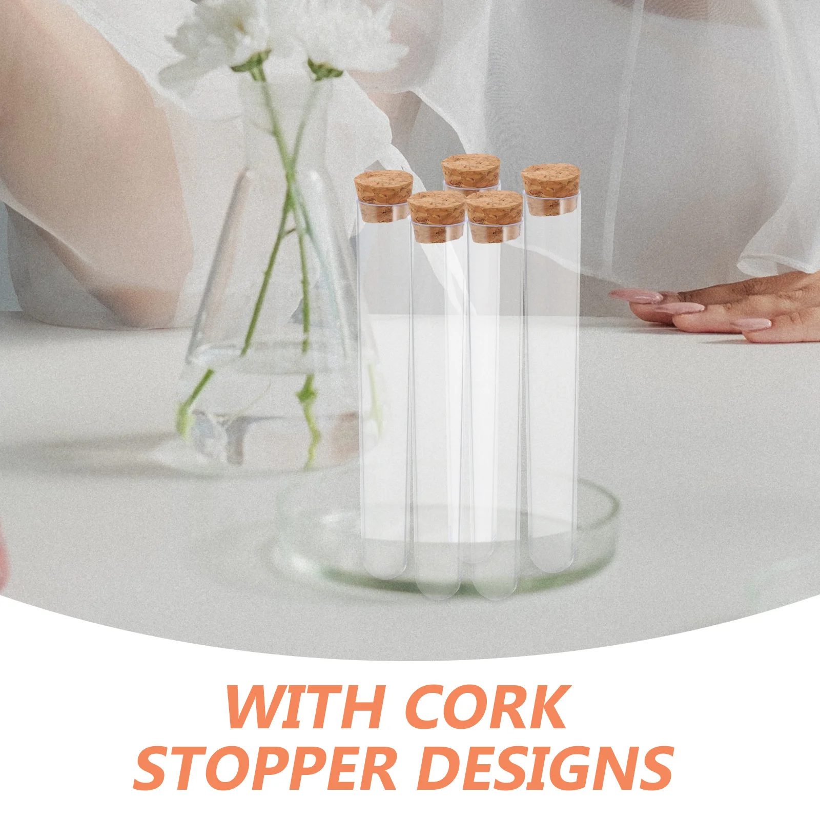 

25 Pcs Tube Tubes Small Vials with Stopper Empty Lids Wedding Mini Plastic