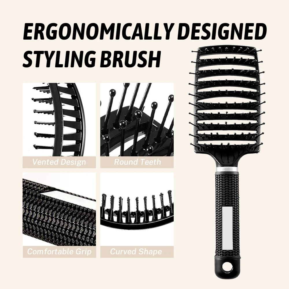 Hair Brush Detangling Hairbrush Bristle&Nylon Women's Wet Curly Hair Scalp Massage Comb Salon Hairdressing Styling Tools