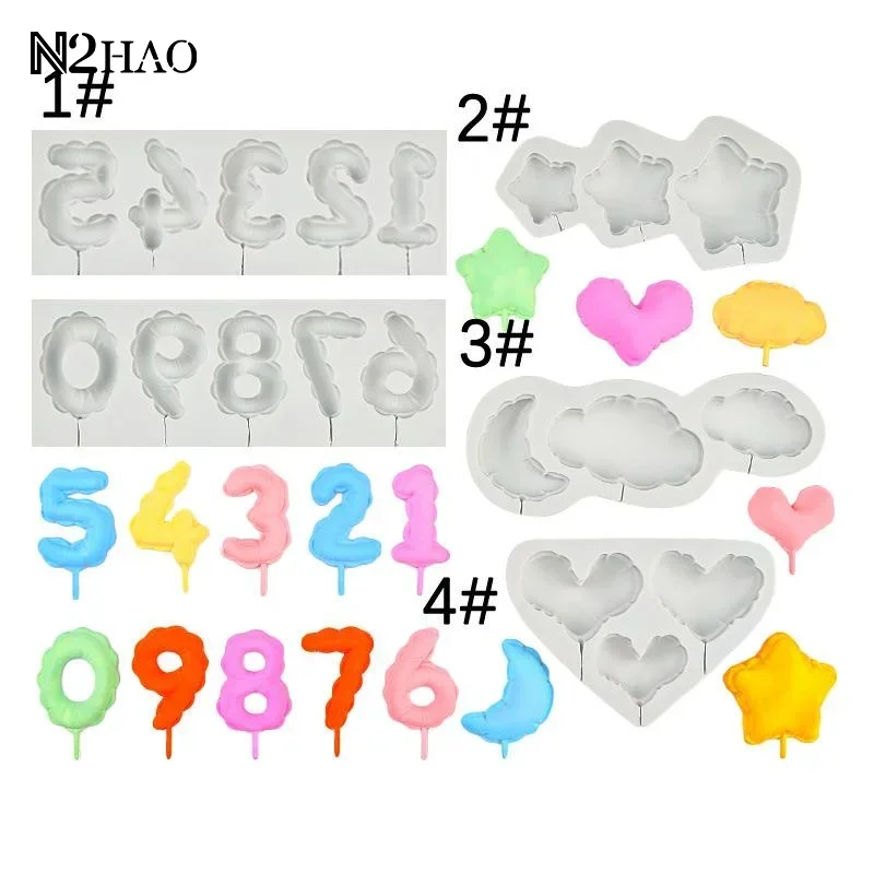 Number Lollipop Silicone Mold for Sugarcraft Resin Cupcake Fondant Cake Decorating Concrete Cement Cup Molds - Set of 12